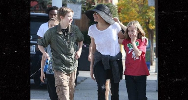 Angelina Jolie in the park with children amidst custody battle