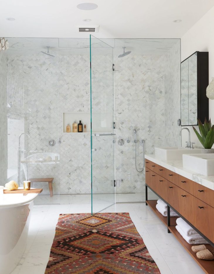 10 Best Bathroom Ideas and Trends for 2020 - Floor To Ceiling Shower Glass Enclosure 730x935