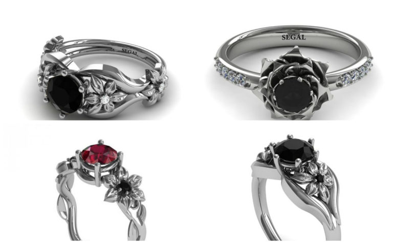 Lady’s Rose Wedding Black Diamond Ring – Elena!