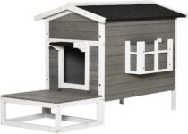The Pawhut Deluxe Outdoor Wooden Cat House