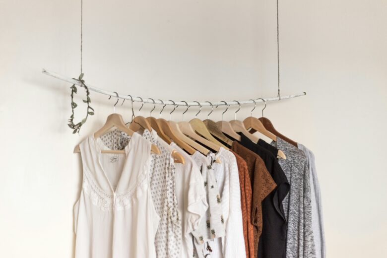 clothes hangs out on stick