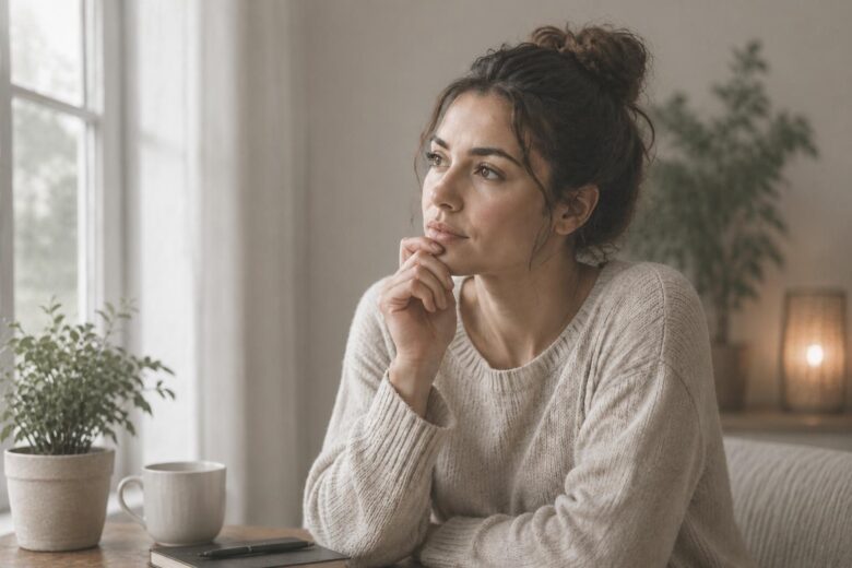 Thoughtful woman considering trust, health, and relationship boundaries.